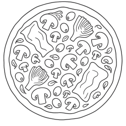 Desenho de Pizza para colorir e imprimir: número 24