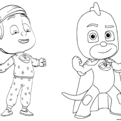 Desenho de Pj Masks para colorir e imprimir: número 1