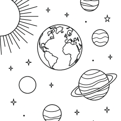 Desenho de Planetas para colorir e imprimir: número 6