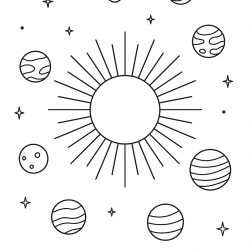 Desenho de Planetas para colorir e imprimir: número 7