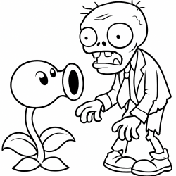 Desenho de Plants Vs Zombies para colorir e imprimir: número 1