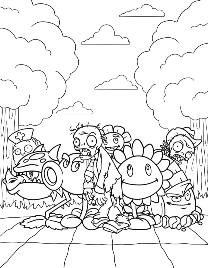 Desenho de Plants Vs Zombies para colorir e imprimir: número 4
