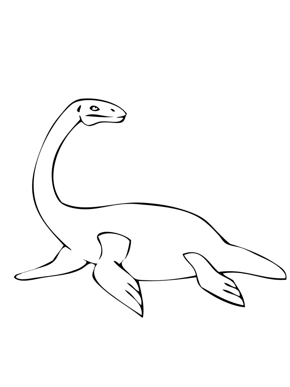 Desenho de Plesiossauro para colorir e imprimir: número 1