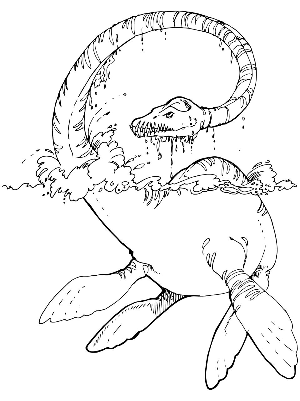 Desenho de Plesiossauro para colorir e imprimir: número 3