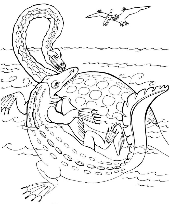 Desenho de Plesiossauro para colorir e imprimir: número 4