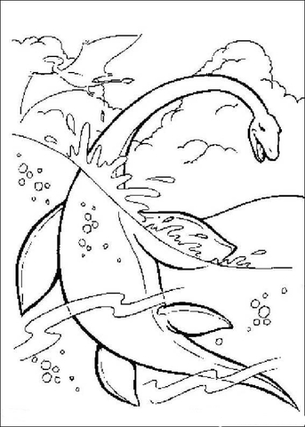 Desenho de Plesiossauro para colorir e imprimir: número 13