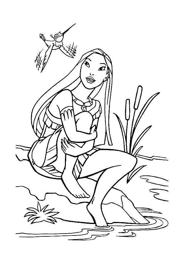 Desenho de Pocahontas para colorir e imprimir: número 1