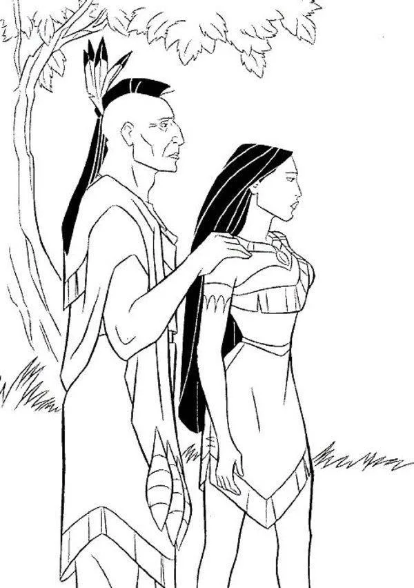 Desenho de Pocahontas para colorir e imprimir: número 3