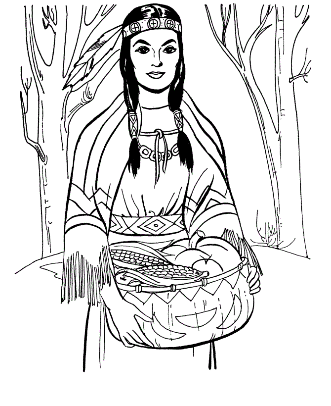 Desenho de Pocahontas para colorir e imprimir: número 4