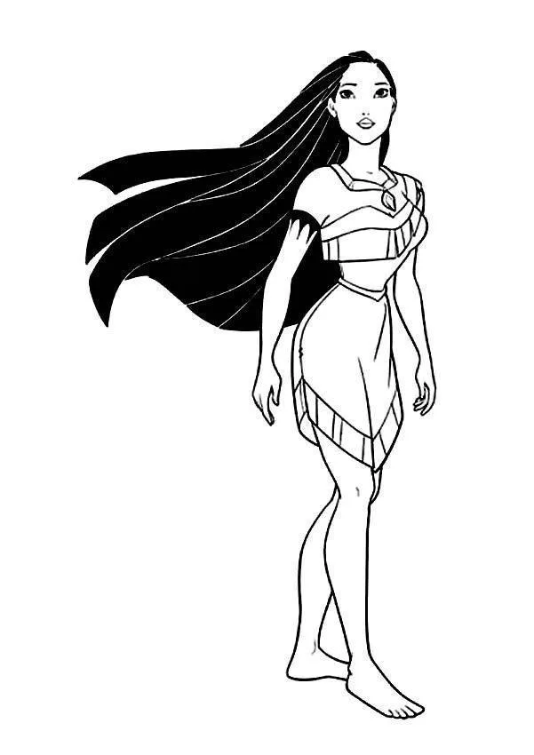 Desenho de Pocahontas para colorir e imprimir: número 5