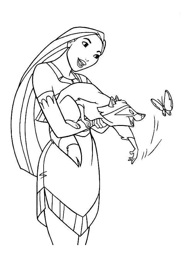 Desenho de Pocahontas para colorir e imprimir: número 6