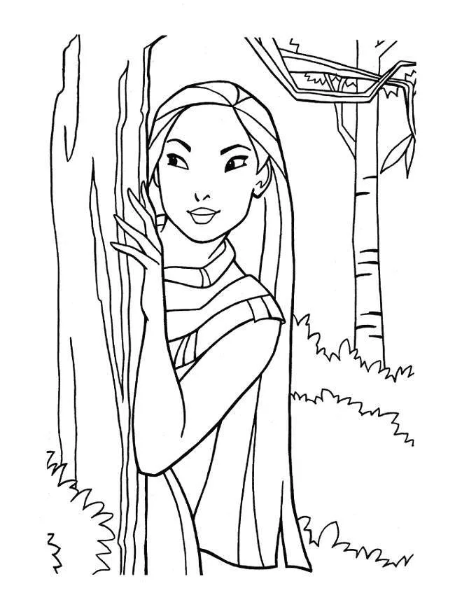 Desenho de Pocahontas para colorir e imprimir: número 11