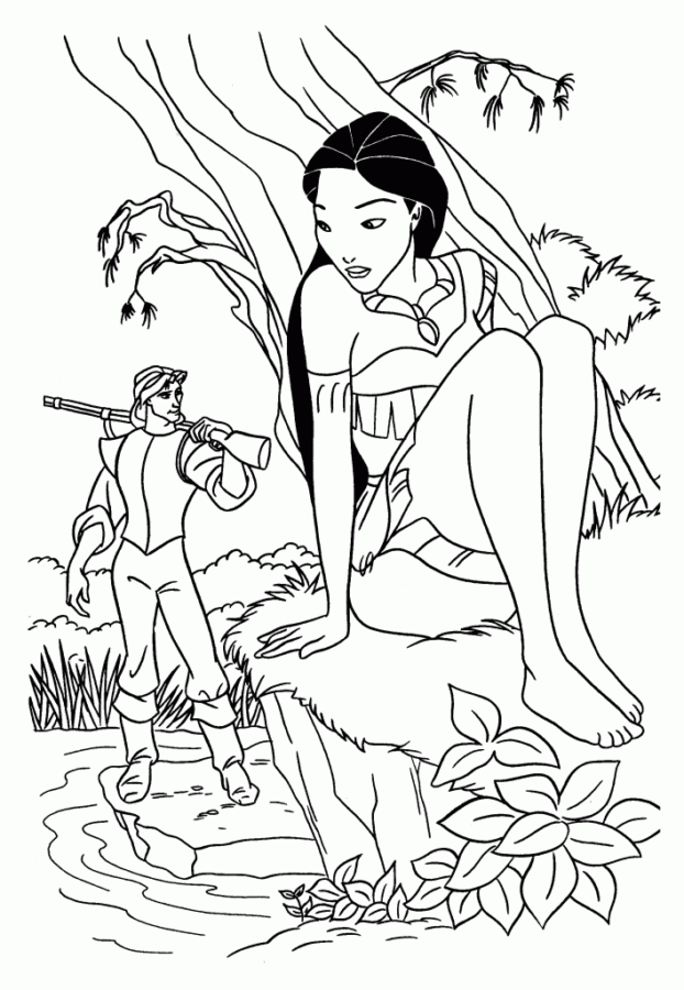 Desenho de Pocahontas para colorir e imprimir: número 13