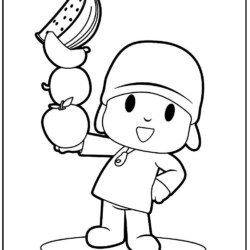 Desenho de Pocoyo para colorir e imprimir: número 2