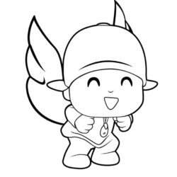 Desenho de Pocoyo para colorir e imprimir: número 5