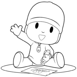 Desenho de Pocoyo para colorir e imprimir: número 6