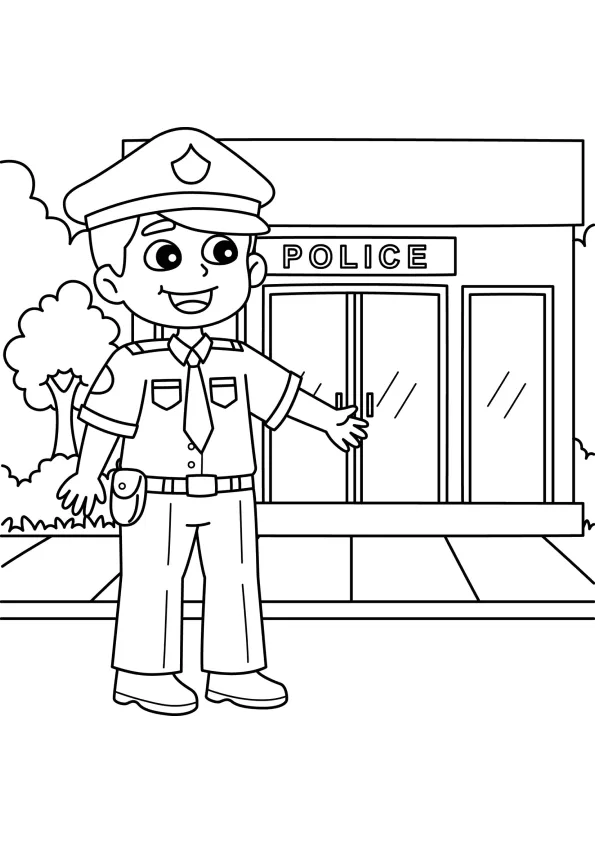 Desenho de Policia para colorir e imprimir: número 2