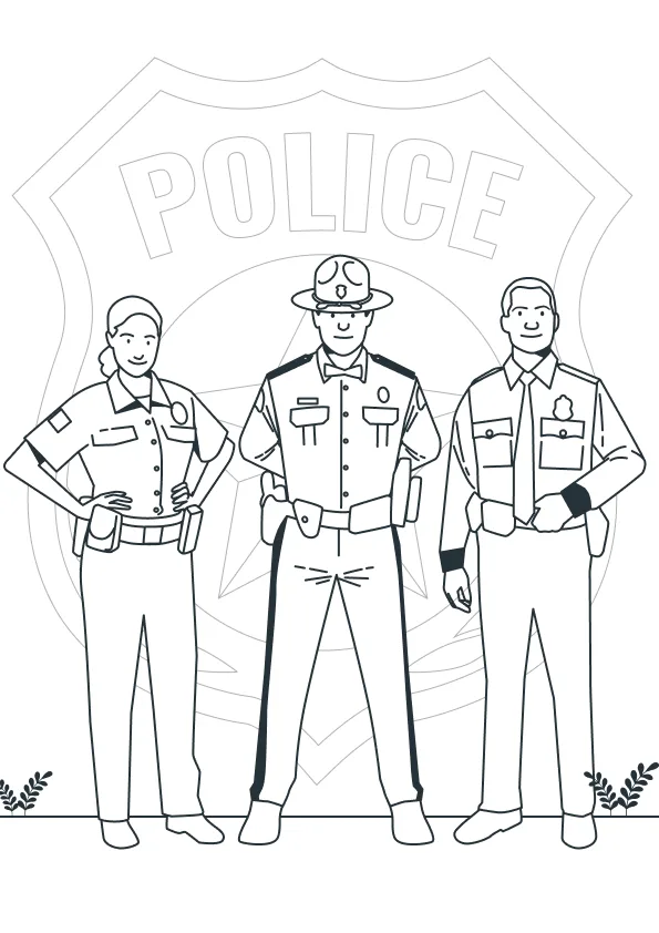 Desenho de Policia para colorir e imprimir: número 4