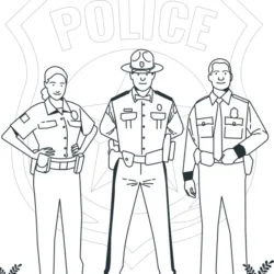 Desenho de Policia para colorir e imprimir: número 5