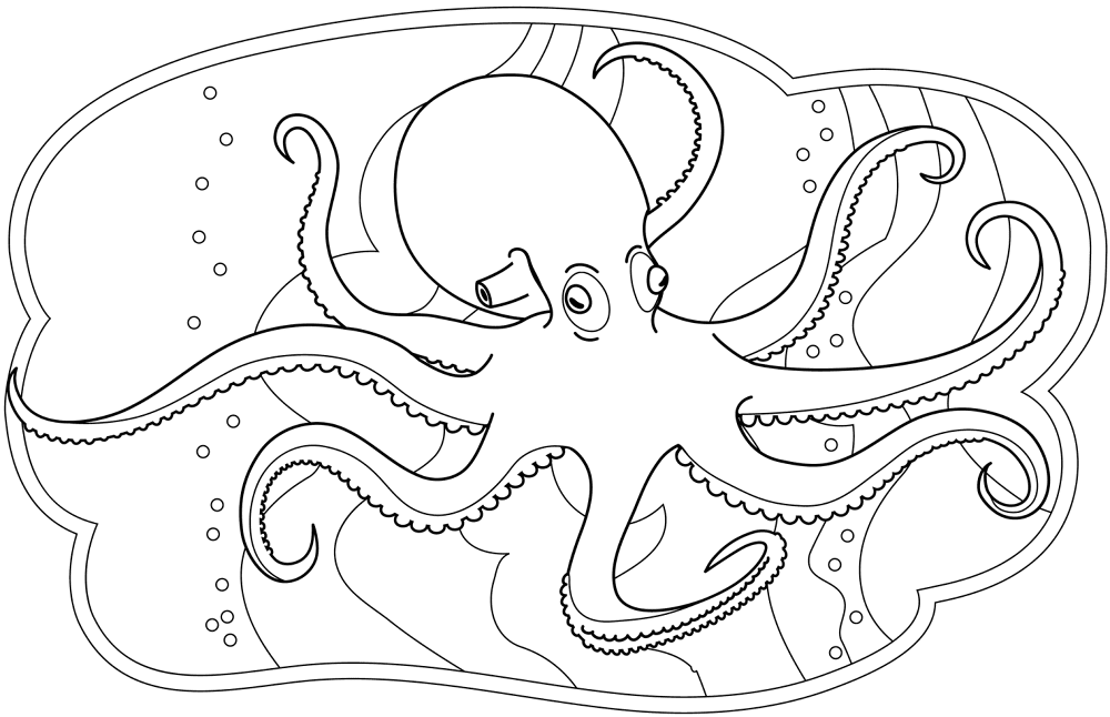 Desenho de Polvo para colorir e imprimir: número 2