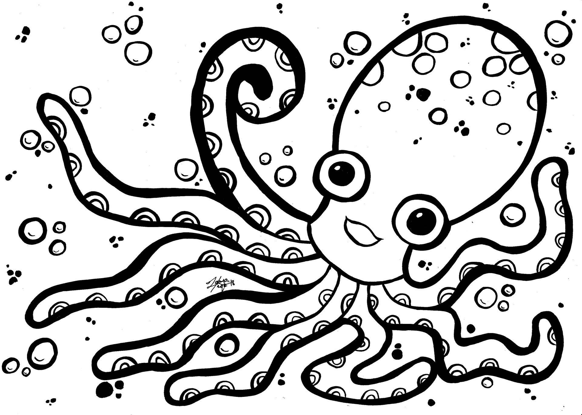Desenho de Polvo para colorir e imprimir: número 3
