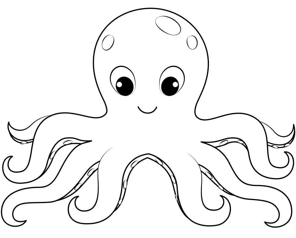 Desenho de Polvo para colorir e imprimir: número 5
