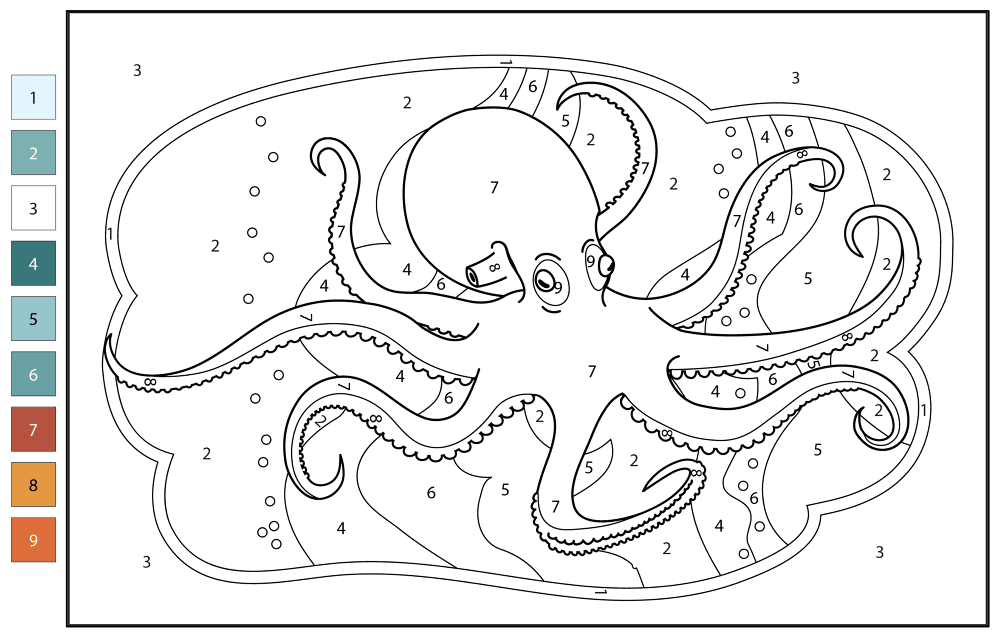 Desenho de Polvo para colorir e imprimir: número 15