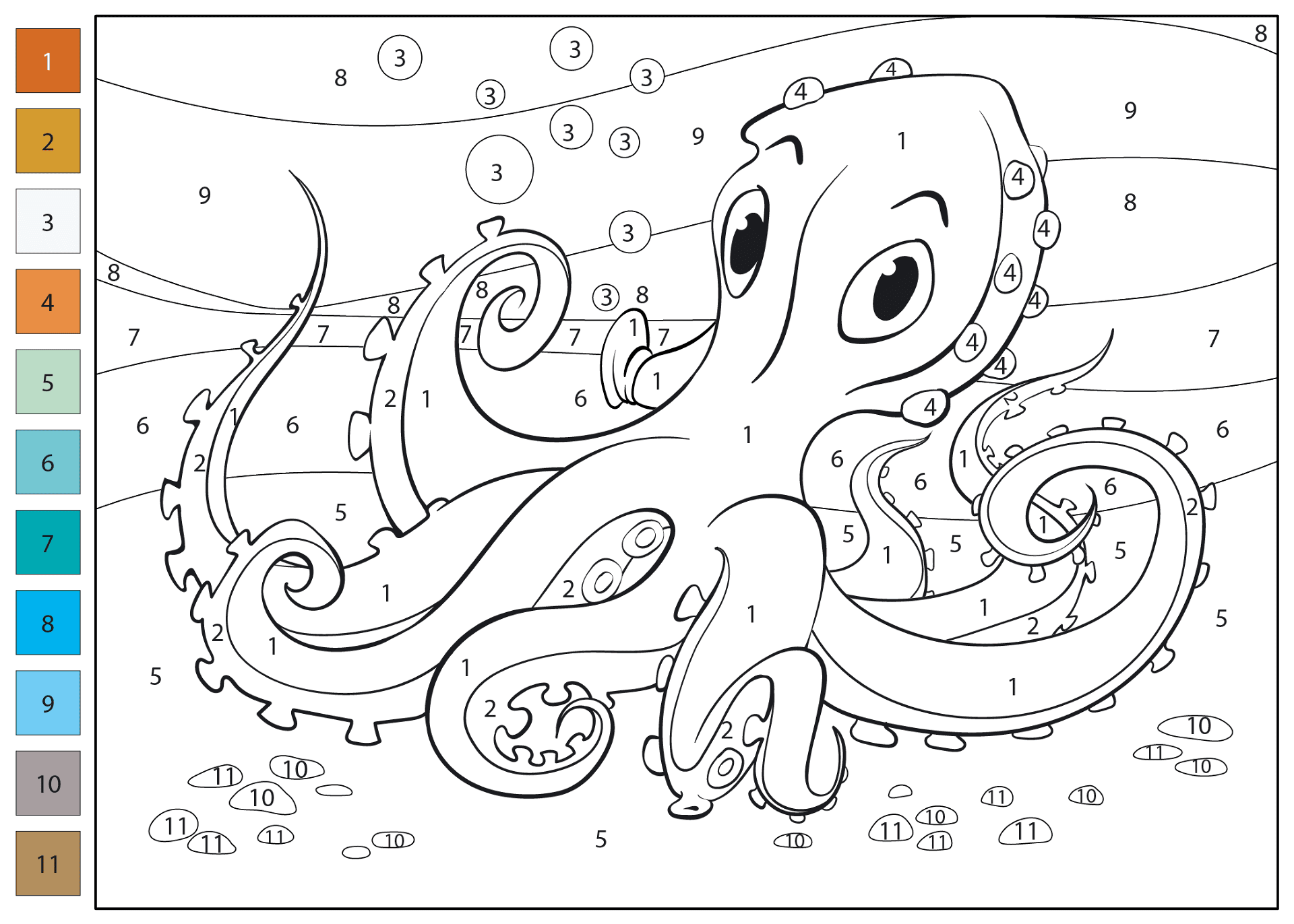 Desenho de Polvo para colorir e imprimir: número 16