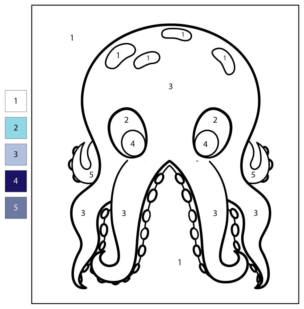 Desenho de Polvo para colorir e imprimir: número 17