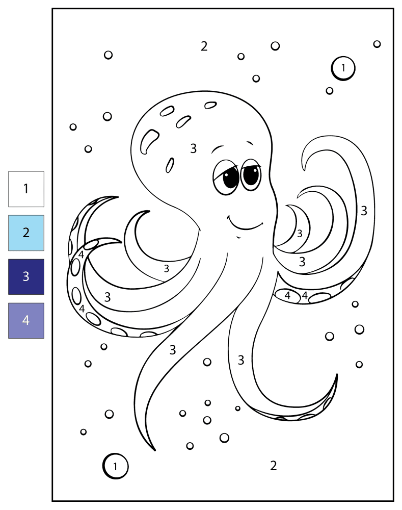 Desenho de Polvo para colorir e imprimir: número 19