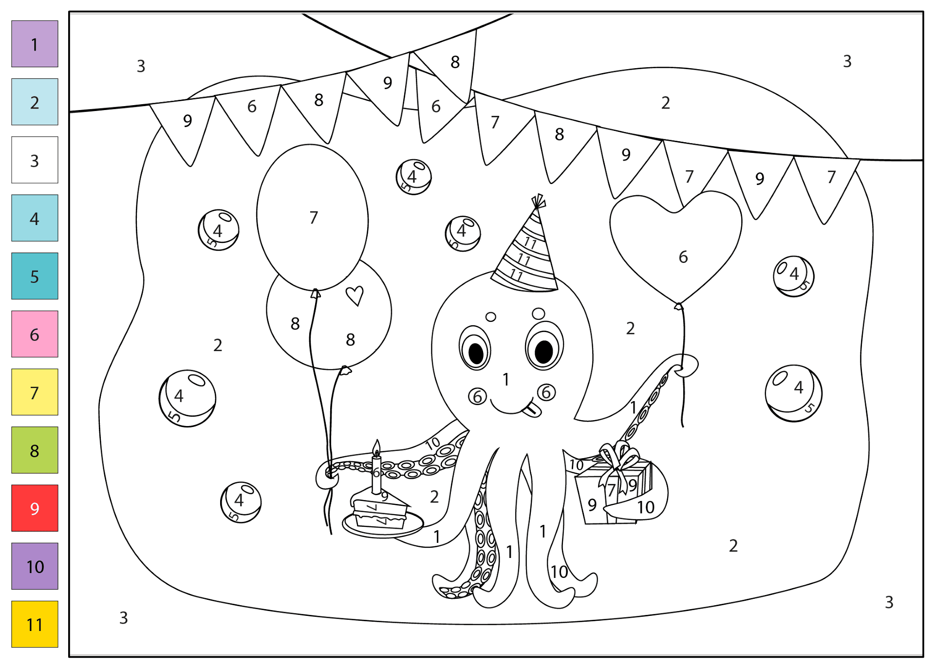 Desenho de Polvo para colorir e imprimir: número 35