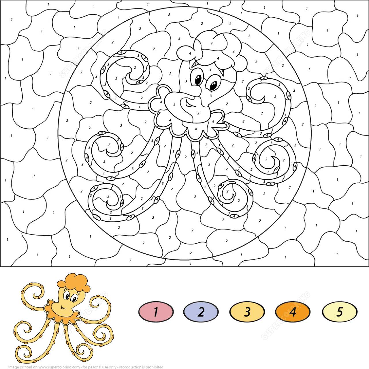 Desenho de Polvo para colorir e imprimir: número 42