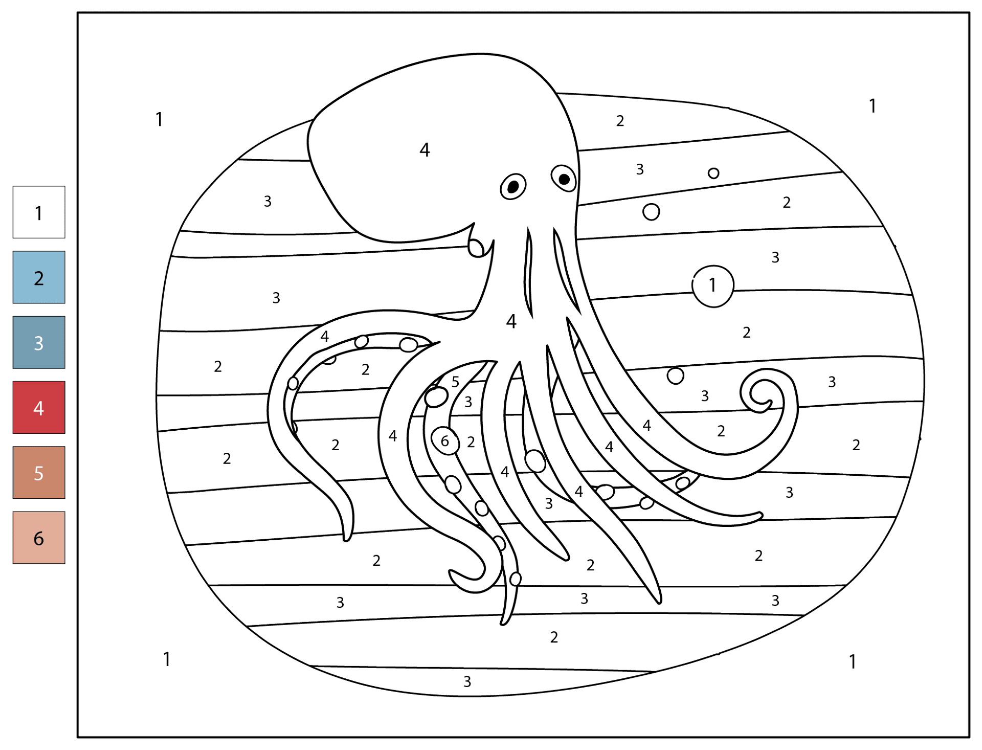 Desenho de Polvo para colorir e imprimir: número 46