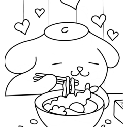 Desenho de Pompompurin para colorir e imprimir: número 7