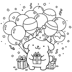 Desenho de Pompompurin para colorir e imprimir: número 9