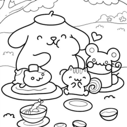 Desenho de Pompompurin para colorir e imprimir: número 17