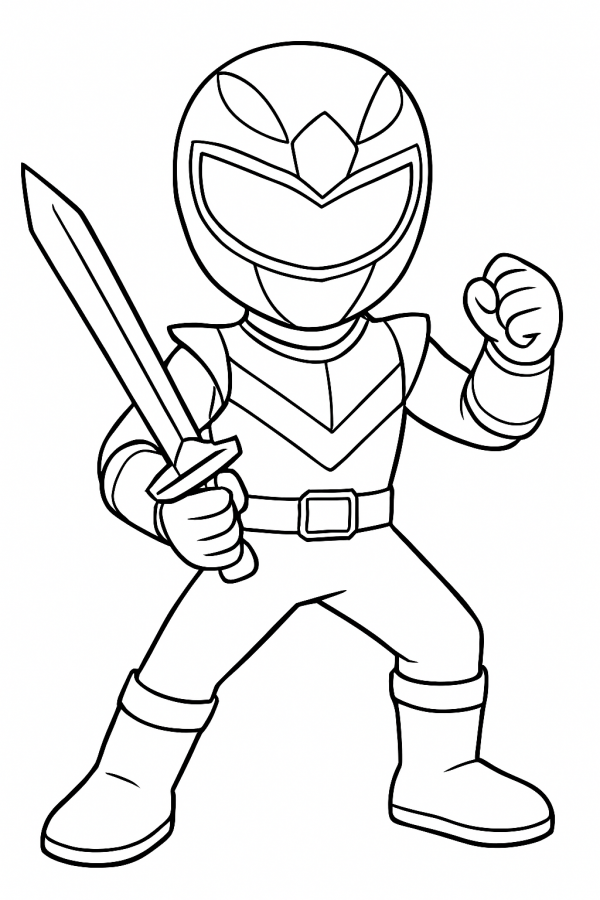 Desenho de Power Rangers para colorir e imprimir: número 1