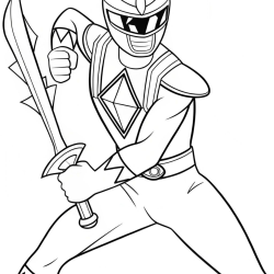 Desenho de Power Rangers para colorir e imprimir: número 5