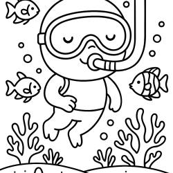 Desenho de Praia para colorir e imprimir: número 2