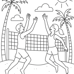 Desenho de Praia para colorir e imprimir: número 3