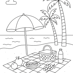 Desenho de Praia para colorir e imprimir: número 4