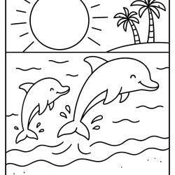 Desenho de Praia para colorir e imprimir: número 5