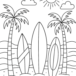 Desenho de Praia para colorir e imprimir: número 6