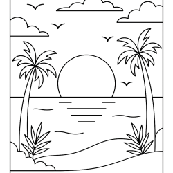 Desenho de Praia para colorir e imprimir: número 7
