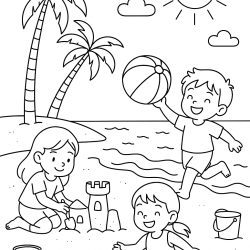 Desenho de Praia para colorir e imprimir: número 8