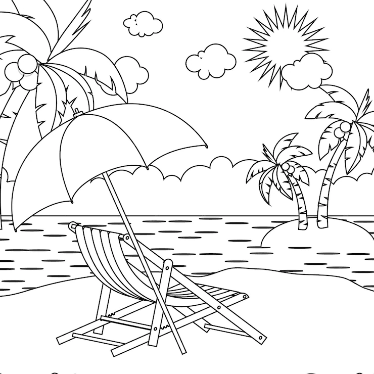 Desenho de Praia para colorir e imprimir: número 21