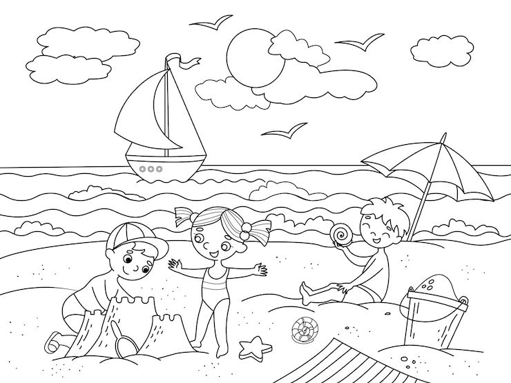 Desenho de Praia para colorir e imprimir: número 22