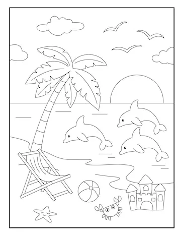 Desenho de Praia para colorir e imprimir: número 23