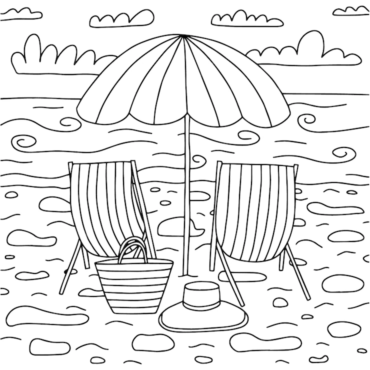 Desenho de Praia para colorir e imprimir: número 24