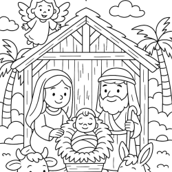 Desenho de Presepio para colorir e imprimir: número 17